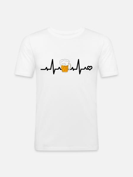 Bier EKG - Männer Slim Fit T-Shirt - Weiß