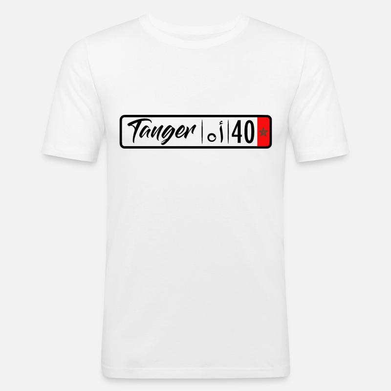 Plaque d'immatriculation Tanger - T-shirt près du corps Homme - blanc