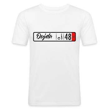 Oujda 48 Nummernschild - Männer Slim Fit T-Shirt - Weiß - Vorne - Nik (191cm)