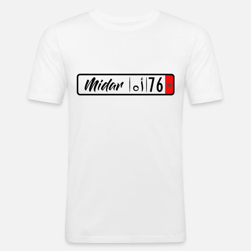 Midar 76 Nummernschild - Männer Slim Fit T-Shirt - Weiß