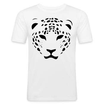 Leopard - Männer Slim Fit T-Shirt - Weiß - Vorne - Nik (191cm)