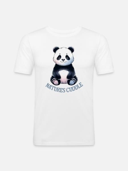Panda Cuddle Moment - Men's Slim Fit T-Shirt - white
