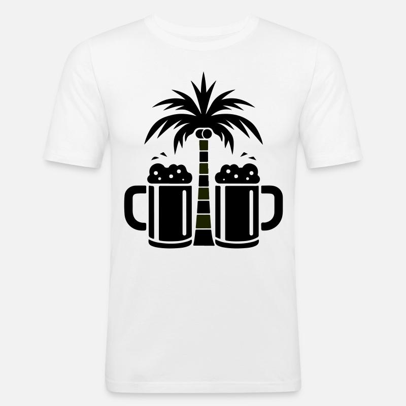 Plage de Beer Palm Trees - T-shirt près du corps Homme - blanc