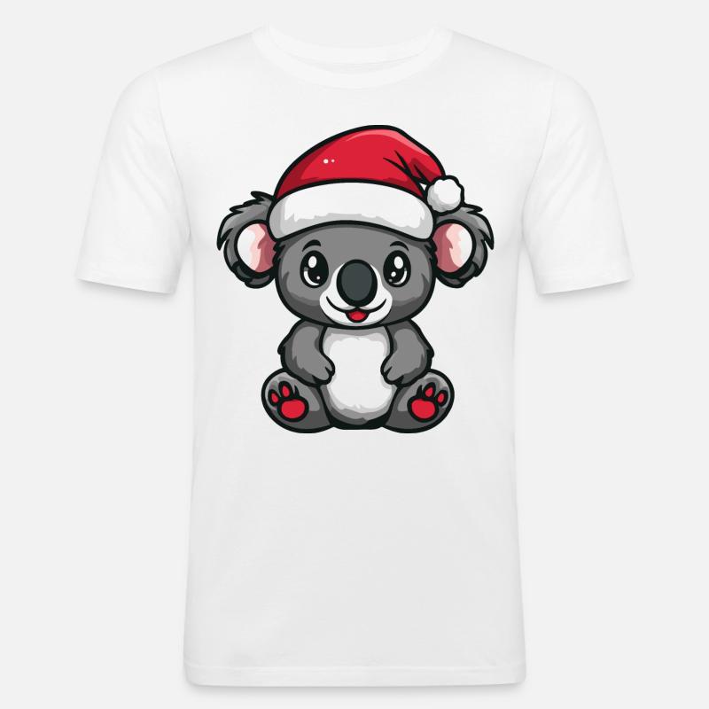 Koala Noël mignon - T-shirt près du corps Homme - blanc