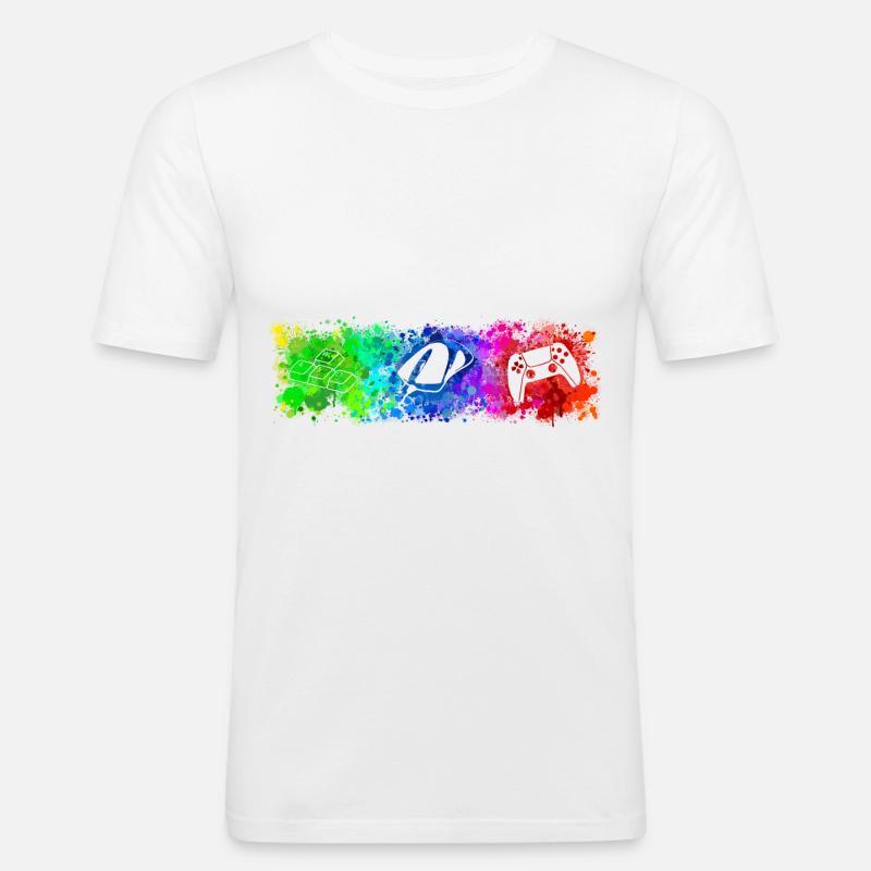 WASD Mouse Controller Rainbow - Männer Slim Fit T-Shirt - Weiß