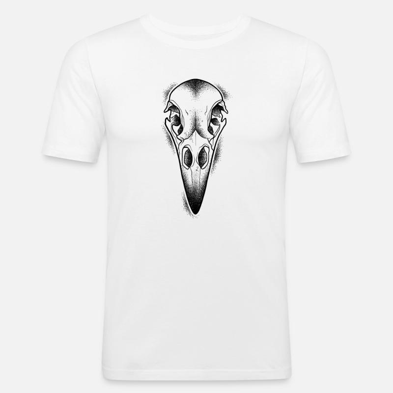 Dotwork Rabenschädel - Männer Slim Fit T-Shirt - Weiß