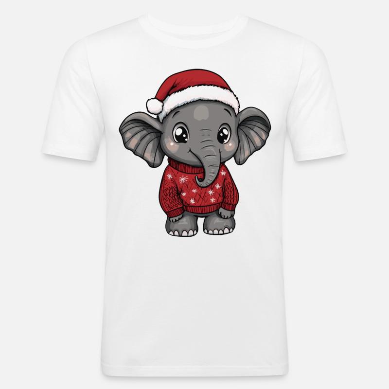 Elephant Christmas Comic - Men's Slim Fit T-Shirt - white