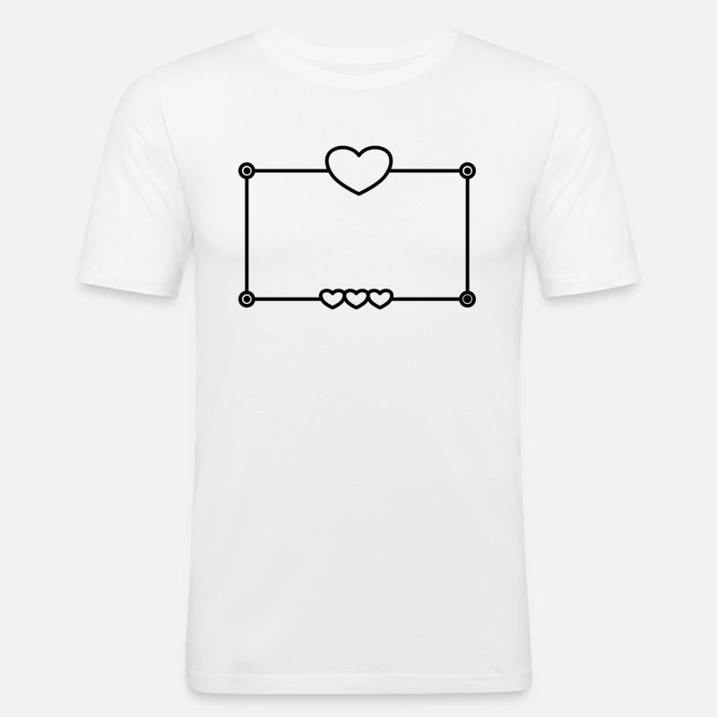 Black Heart Frame Rectangular Shape - Men's Slim Fit T-Shirt - white