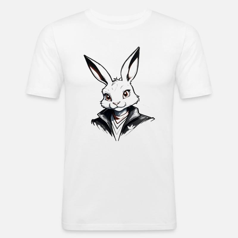 Bunny Chic : Élégance mignonne - T-shirt près du corps Homme - blanc