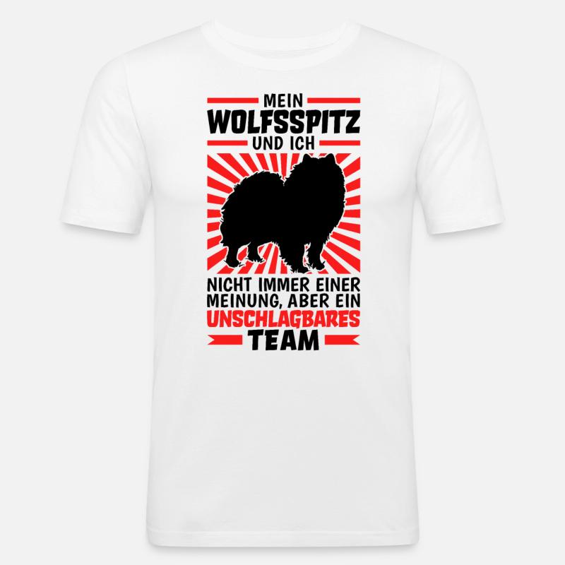 Wolfsspitz unschlagbar deutscher Spitz Keeshond - Männer Slim Fit T-Shirt - Weiß