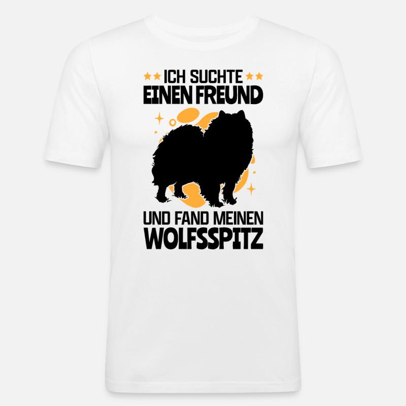 Suchte Wolfsspitz deutscher Spitz Keeshond - Männer Slim Fit T-Shirt - Weiß