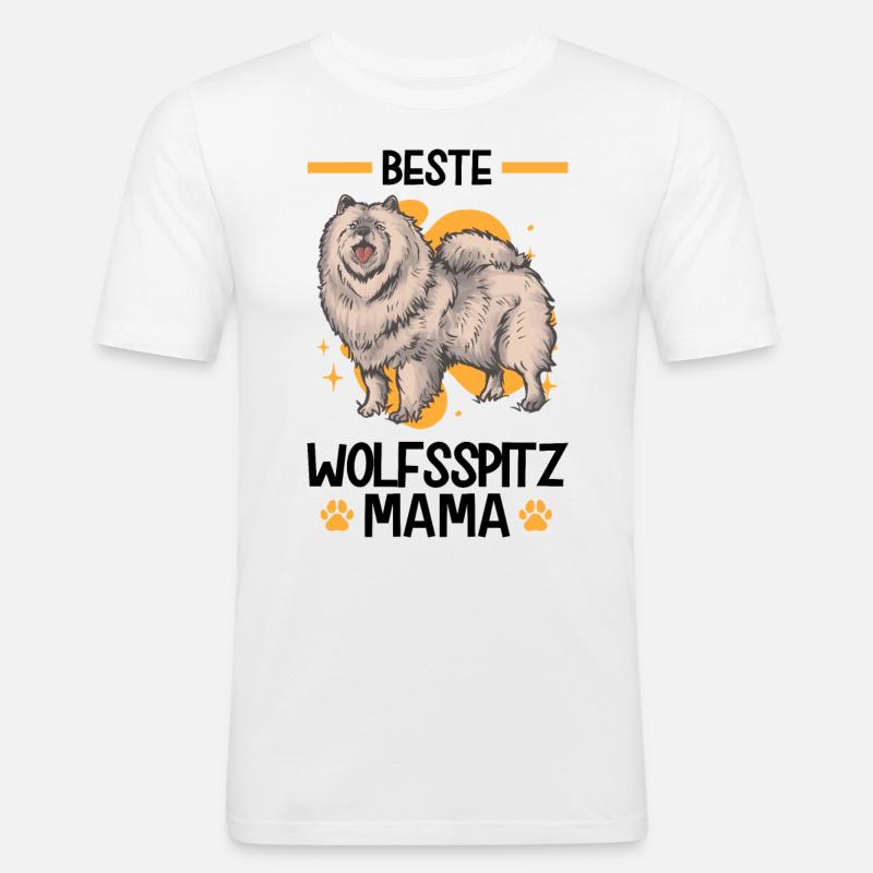 Wolfsspitz Mama deutscher Spitz Keeshond - Männer Slim Fit T-Shirt - Weiß