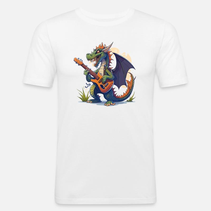 Schaukelnder Drache - Männer Slim Fit T-Shirt - Weiß