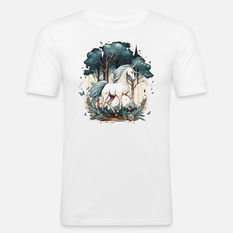 Das verzauberte Einhorn - Männer Slim Fit T-Shirt - Weiß