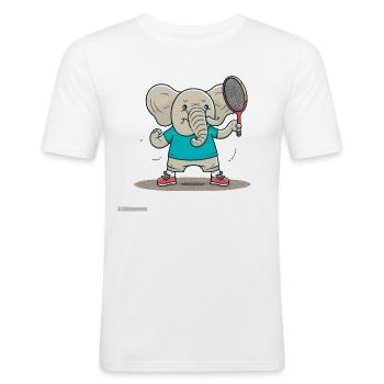 Ele-Badminton - Männer Slim Fit T-Shirt - Weiß - Vorne - Nik (191cm)
