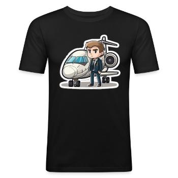 The Aviator - Men's Slim Fit T-Shirt - black - Front - Nik (191cm)