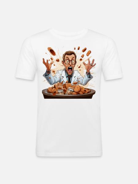 The Caffeine Mad Scientist - Men's Slim Fit T-Shirt - white