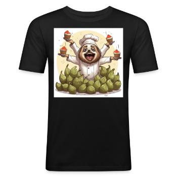 Der Koffein-Jongleur - Männer Slim Fit T-Shirt - Schwarz - Vorne - Nik (191cm)