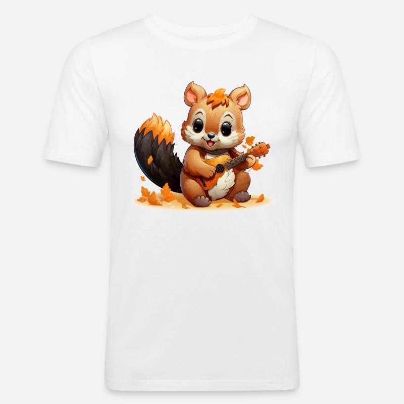 Das Akkordeon-Eichhörnchen - Männer Slim Fit T-Shirt - Weiß