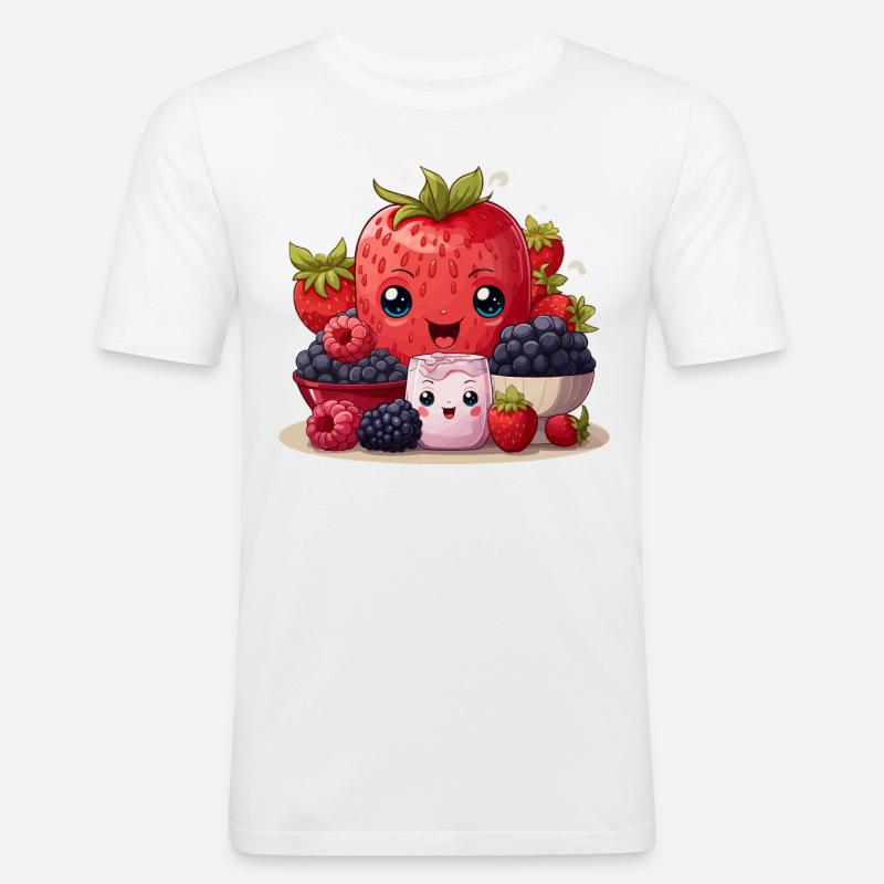 Beeren-Glückseligkeit - Männer Slim Fit T-Shirt - Weiß