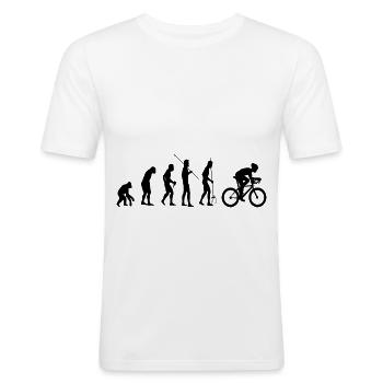 Evolution Bike Bike - Mannen slim fit T-shirt - wit - Voor - Nik (191cm)