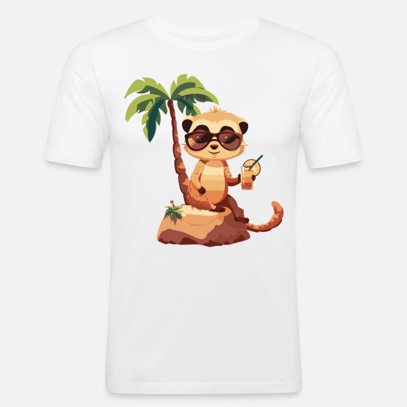 Erdmännchen Sommer Strand Comic - Männer Slim Fit T-Shirt - Weiß