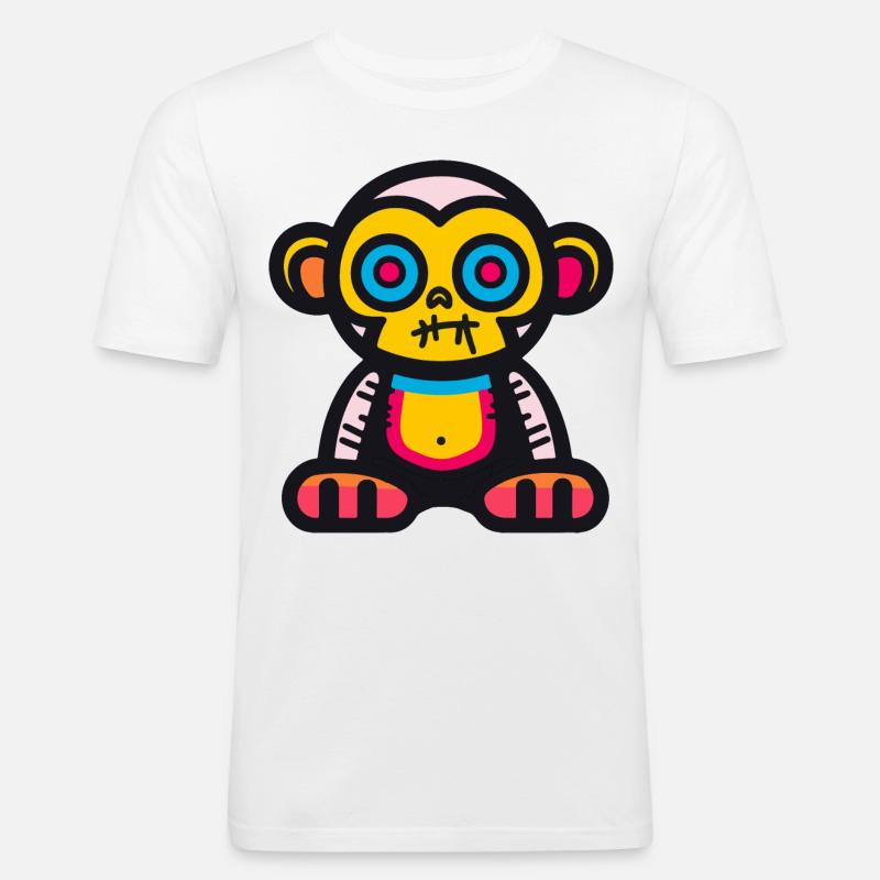 Affe Halloween Tier - Männer Slim Fit T-Shirt - Weiß