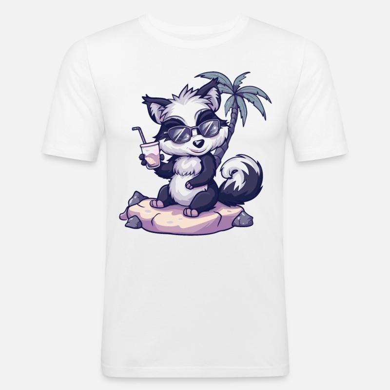 Stinktier Sommer Strand Comic - Männer Slim Fit T-Shirt - Weiß