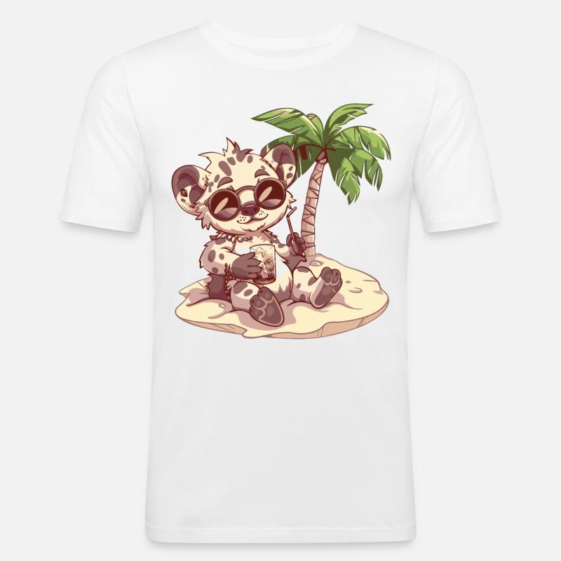 Hyäne Sommer Strand Comic - Männer Slim Fit T-Shirt - Weiß