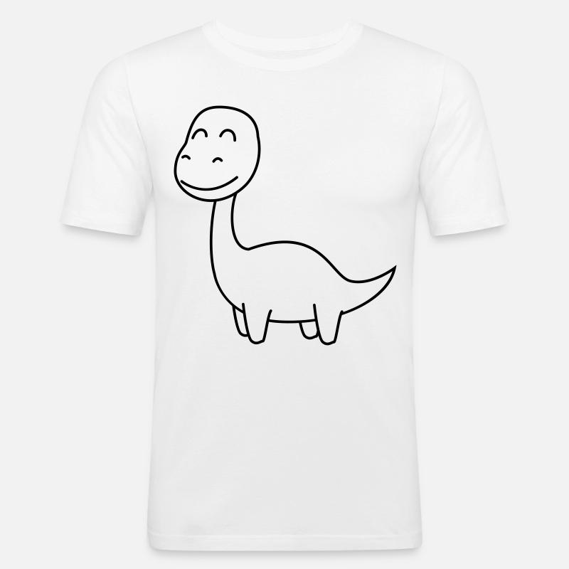 Dinosaurier brontosaurus Comic - Männer Slim Fit T-Shirt - Weiß