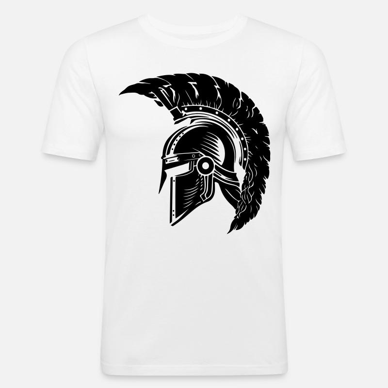 Spartaner Helm Gladiator Sparta - Männer Slim Fit T-Shirt - Weiß