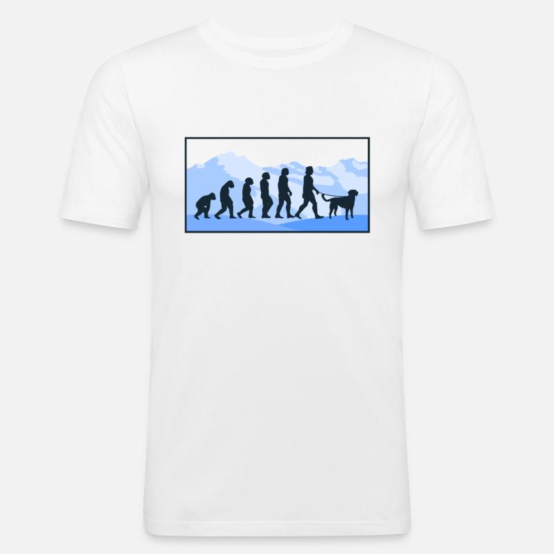 Kleiner Münsterländer Evolution Hunde Geschenk - Männer Slim Fit T-Shirt - Weiß