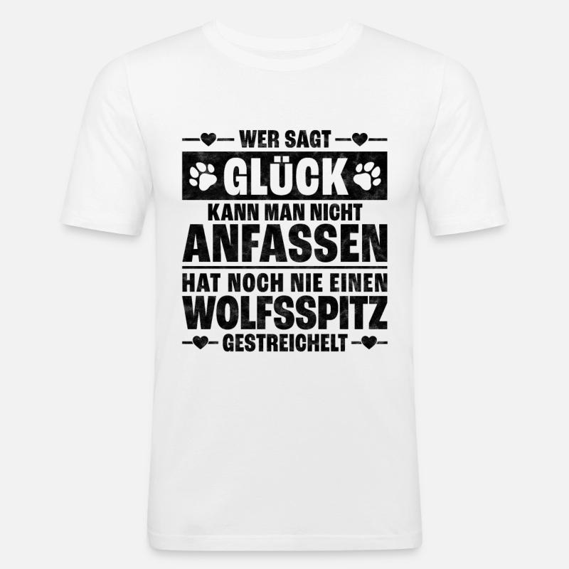 Wolfsspitz Schutzengel deutscher Spitz Spruch - Männer Slim Fit T-Shirt - Weiß