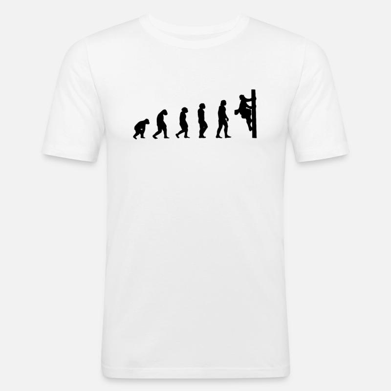 Netzelektriker Evolution Geschenk Elektriker - Männer Slim Fit T-Shirt - Weiß