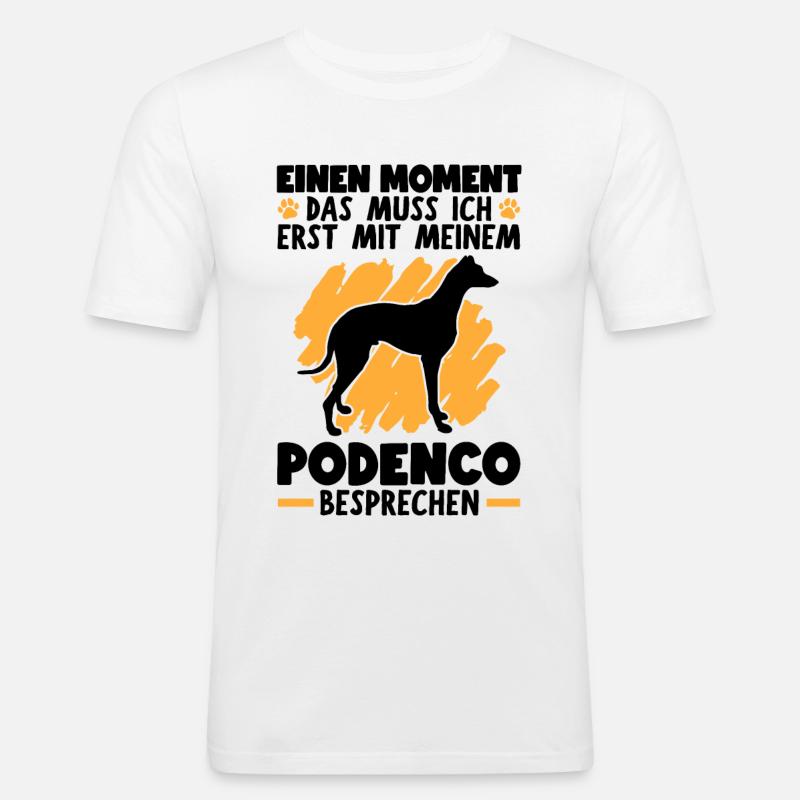 Mit Podenco besprechen spanischer Jagdhund - Männer Slim Fit T-Shirt - Weiß