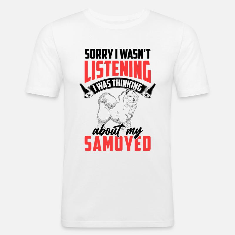 Samoyed was distracted Samoyed spitz - Men's Slim Fit T-Shirt - white