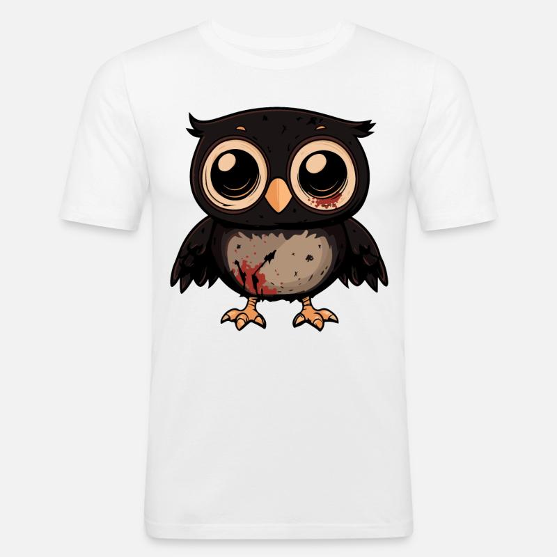 Eule Halloween Comic Lustig - Männer Slim Fit T-Shirt - Weiß
