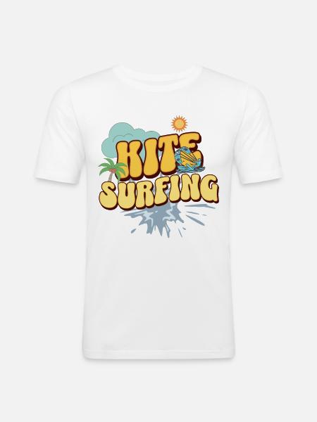 Kitesurf Kitesurfer Kiteboard - Männer Slim Fit T-Shirt - Weiß
