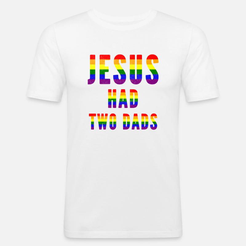 Jesus hatte zwei Väter - Männer Slim Fit T-Shirt - Weiß