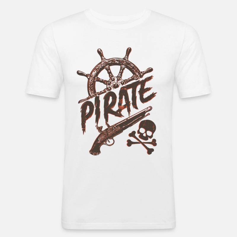 Pirate - Männer Slim Fit T-Shirt - Weiß