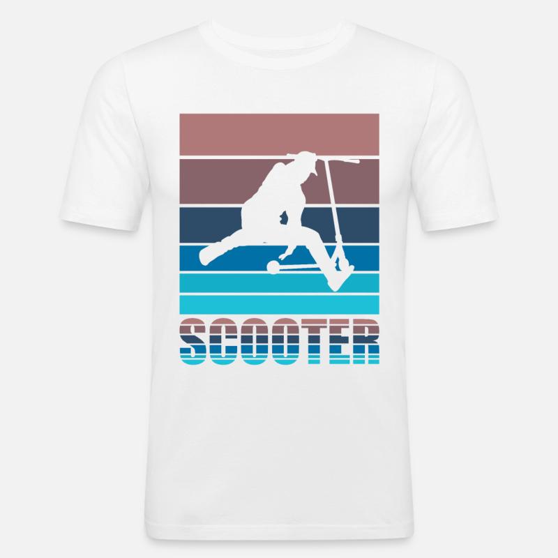 Scooter Stunt Tretroller Roller Geschenkidee - Männer Slim Fit T-Shirt - Weiß