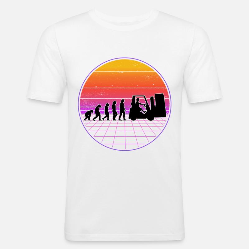 Staplerfahrer Evolution Vaporwave Gabelstapler - Männer Slim Fit T-Shirt - Weiß