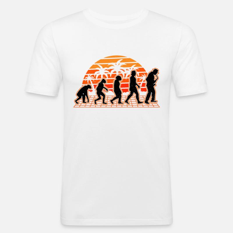 Saxophone Evolution Sunset Saxophonist - Men's Slim Fit T-Shirt - white