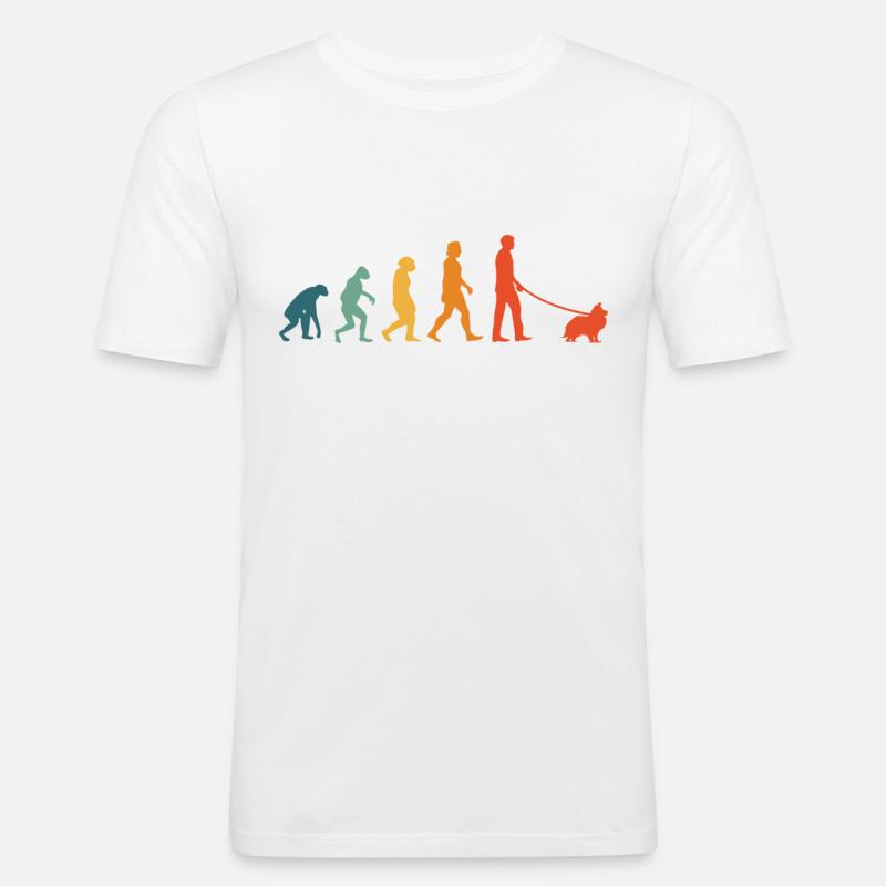 Shetland Sheepdog Evolution Retro Sheltie - Männer Slim Fit T-Shirt - Weiß