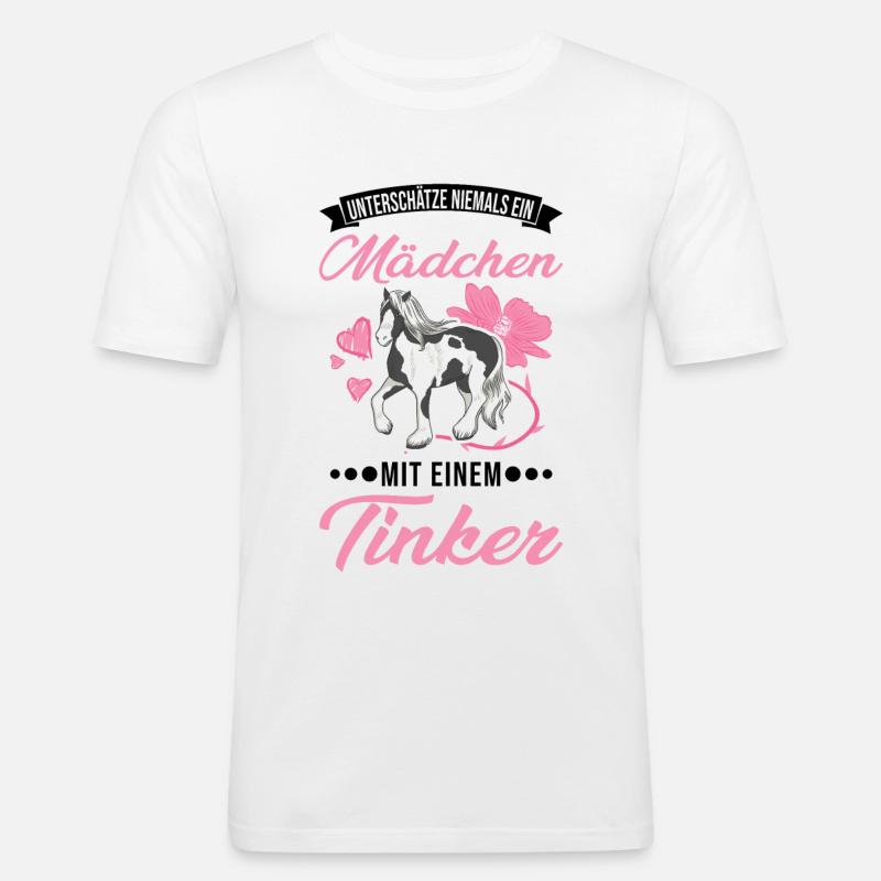Irish Tinker Pferd Mädchen Tinker - Männer Slim Fit T-Shirt - Weiß
