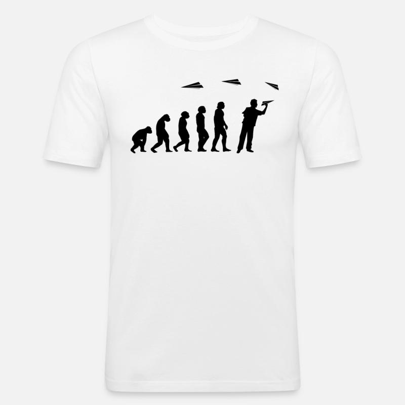 Papier-Flugzeug Piloten Mathe-Lehrer Evolution - Männer Slim Fit T-Shirt - Weiß