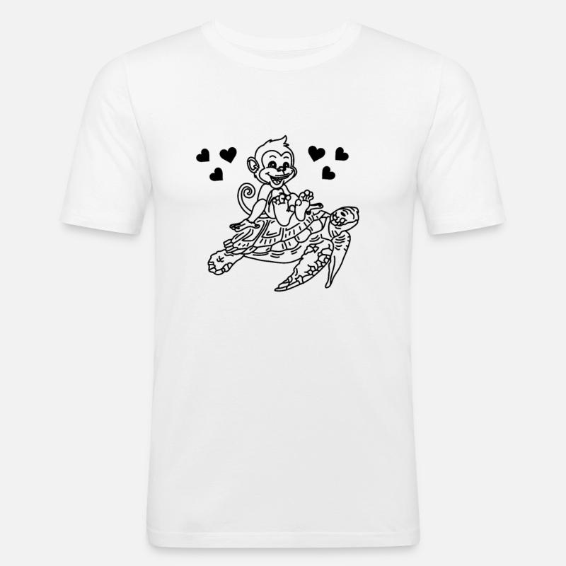 Funny monkey turtle and turtle - Men's Slim Fit T-Shirt - white