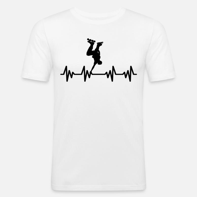 Inline-Skating Rollerskates Inline-Skater - Männer Slim Fit T-Shirt - Weiß