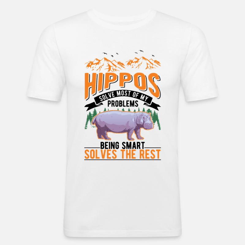 Nilpferd Geschenk Hippo Flusspferd - Männer Slim Fit T-Shirt - Weiß