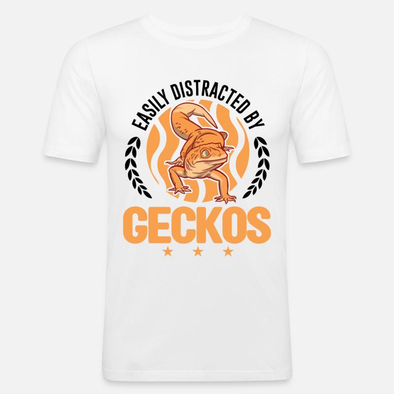 Easily distracted by Geckos Leopardgecko - Männer Slim Fit T-Shirt - Weiß